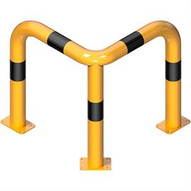 Arceau de protection 90° isocèle tube acier - Ø 76 mm jaune / noir