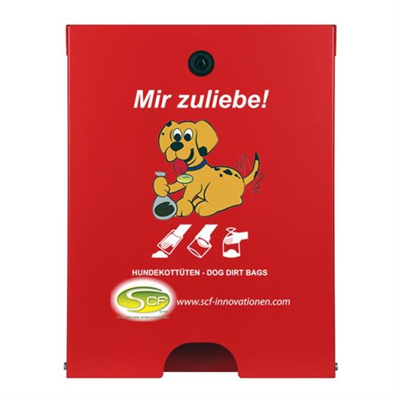 Distributeur de sacs pour déchets canins Flexi pour montage mural  RAL 3020 rouge trafic
