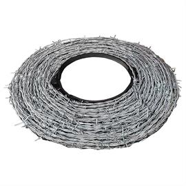 Fil barbelé en fils galvanisés épais, 2 fils, 4 pointes, distance entre les pointes 100 mm, épaisseur 1,7 mm