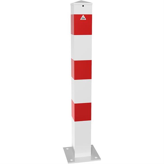 Poteau de délimitation en tube d'acier 100 x 100 x 3 mm fixe, pour fixation par chevilles