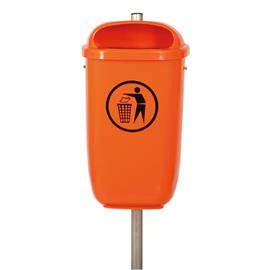 Poubelle Flexi avec colonne galvanisée pour l'élimination des déjections canines  RAL 2004 orange pur