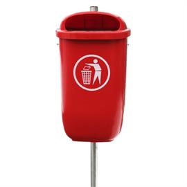 Poubelle Flexi avec colonne galvanisée pour l'élimination des déjections canines  RAL 3020 rouge trafic