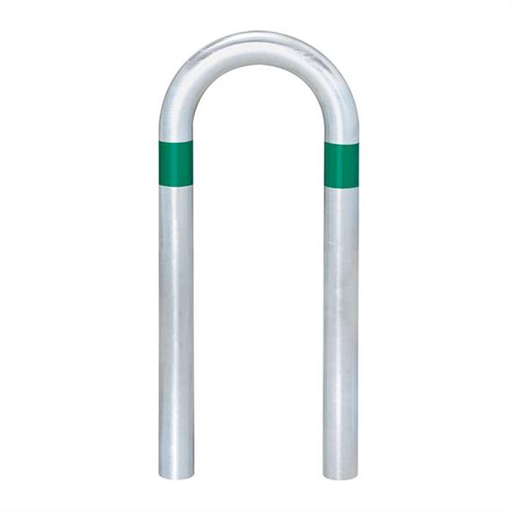CITY Schutzbügel klein, Stahl, feuerverzinkt, 800 x 360 mm, grüne Reflexringe, zum Einbetonieren