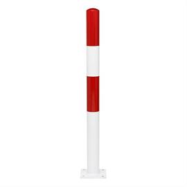 MORION Sperrpfosten, fest., Ø 76 mm, rot-weiß, Bodenplatte