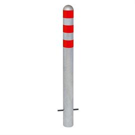 CITY Schutzpoller aus Stahl 3 feuerverzinkt rote Reflexringe, zum Einbetonieren