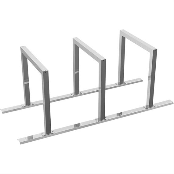 Kerékpárállvány soros rendszerként Acélcsőből készült támaszték 60 x 60 mm-es csővel