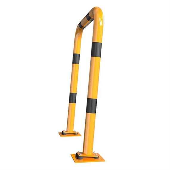 Ütközésvédő konzol rugalmas, dönthető acélcső - Ø 76 mm sárga / fekete