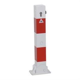 Palo di sbarramento in tubolare d'acciaio 70 x 70 mm reversibile, con serratura a cilindro profilato a 500 mm dal suolo