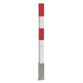 MORION Sperrpfosten herausnehmbar, Profil-Halbzylinder., 70, zum Einbetonieren, rot-weiß., reflektierend