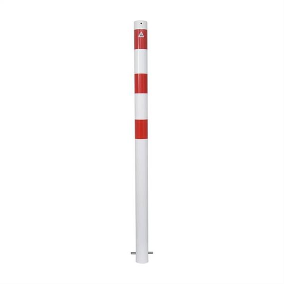 Barjeras stabiņa tērauda caurule - Ø 76 x 2,6 mm fiksēta, iebetonēšanai karsti cinkota / ar baltu pārklājumu