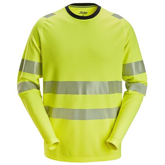 High-vis shirt met lange mouwen, high-vis klasse 2/3, geel - Maat S