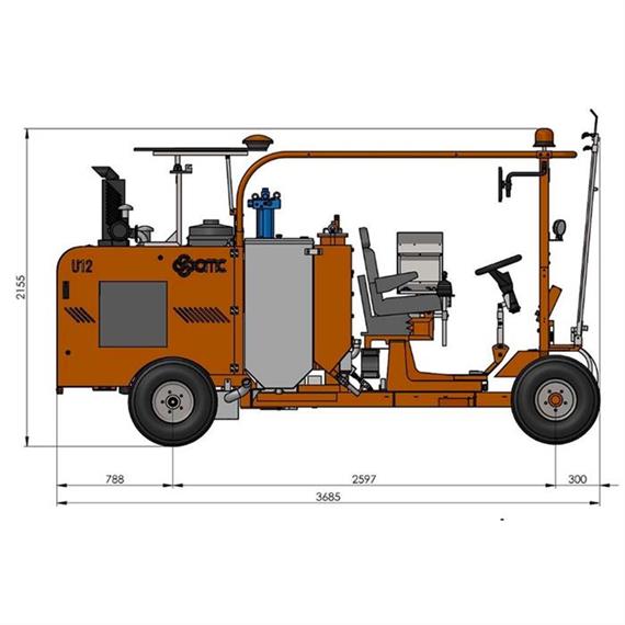 U12 ride-on koud plastic wegmarkeringsmachine 250 liter