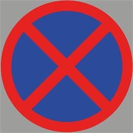 Verboden te stoppen en te parkeren bord van markeerfolie, grijs/blauw/rood, 100 x 100 cm