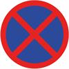 Verboden te stoppen en te parkeren bord van markeringsfolie, blauw/rood, 100 x 100 cm rond