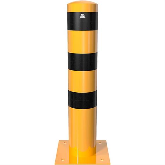 Rørformet stålpullert - Ø 193 x 3,6 mm for pluggfeste gul / svart