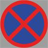 Znak zakazu zatrzymywania się i postoju wykonany z folii do znakowania, szary/niebieski/czerwony, 100 x 100 cm