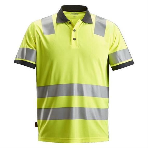 Żółta koszulka polo z odblaskami klasy 2 - Rozmiar: L