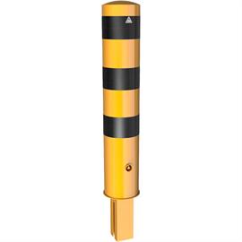 Bollard tubular de aço - Ø 193 x 3,6 mm amovível, com fecho triangular amarelo / preto