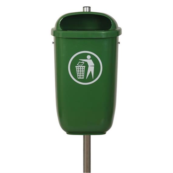 Caixote do lixo Flexi com coluna galvanizada para eliminação de dejectos caninos  RAL 6002 Verde folha