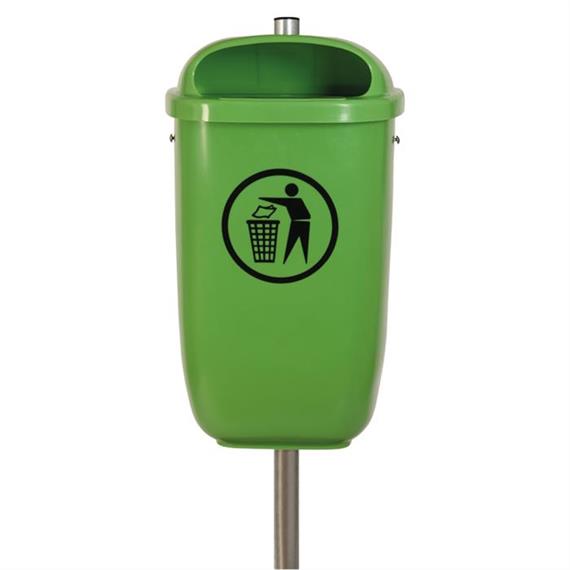 Caixote do lixo Flexi com coluna galvanizada para eliminação de dejectos caninos  RAL 6017 verde maio