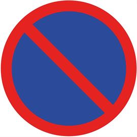 Proibição de estacionamento feita de folha de marcação auto-adesiva, azul/vermelho, 100 x 100 cm redonda