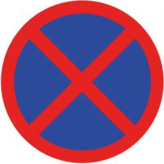 Sinal de proibido parar e estacionar em película de marcação, azul/vermelho,  100 x 100 cm redondo, Sinal de trânsito - STRAMAT Vertriebs GmbH