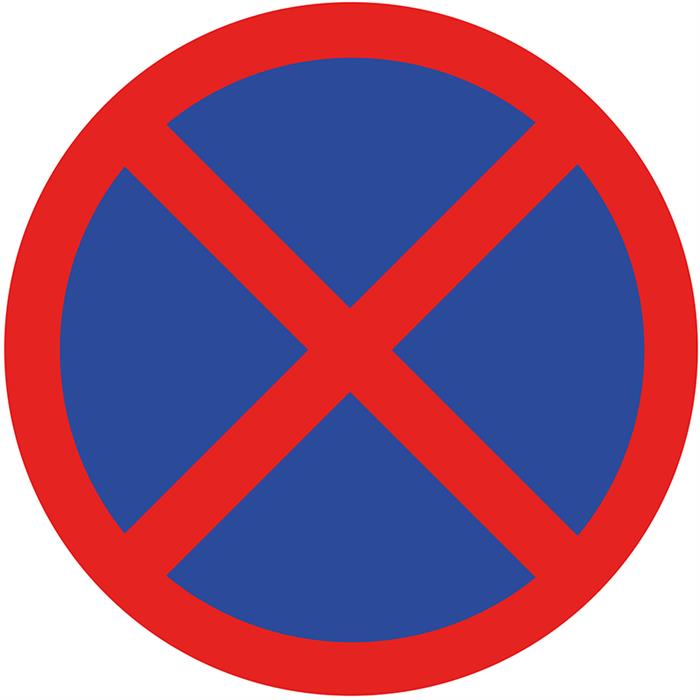 Sinal de proibido parar e estacionar em película de marcação, azul
