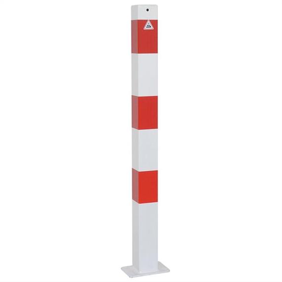 Barriärstolpe stålrör 70 x 70 mm fast, för dymling, varmförzinkat / vitlackerat