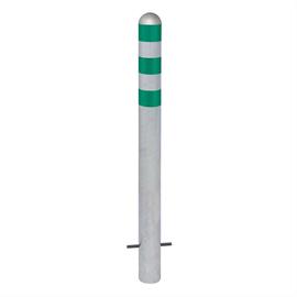 CITY-skyddspollare av varmförzinkat stål 3 gröna reflexringar, för nedgjutning i betong