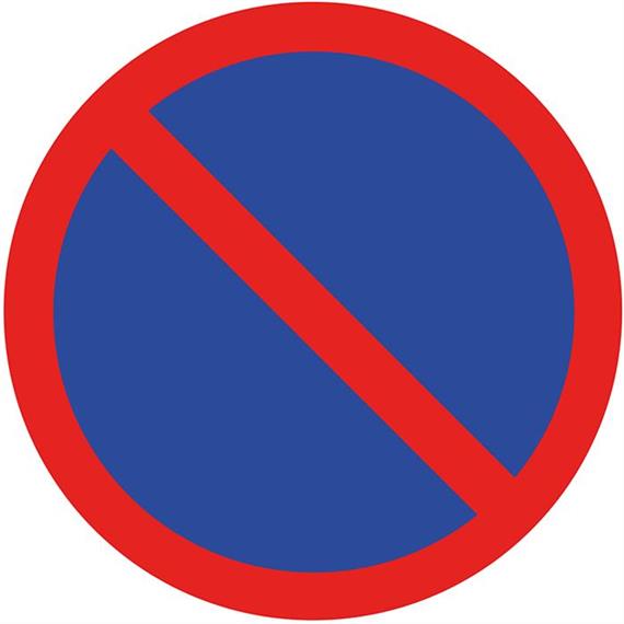 Parkeringsförbudsskylt av markeringsfilm, blå/röd, 100 x 100 cm rund