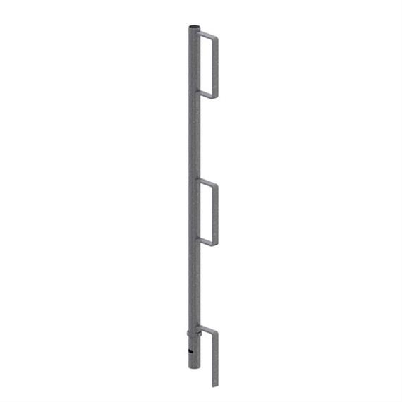 33,7x2x1000mm yuvarlak borudan yapılmış korkuluk direği, üç yuvalı, galvanizli