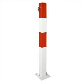 SESAM A, Sperrpfosten 70 x 70 mm, rot-weiß, Bodenplatte